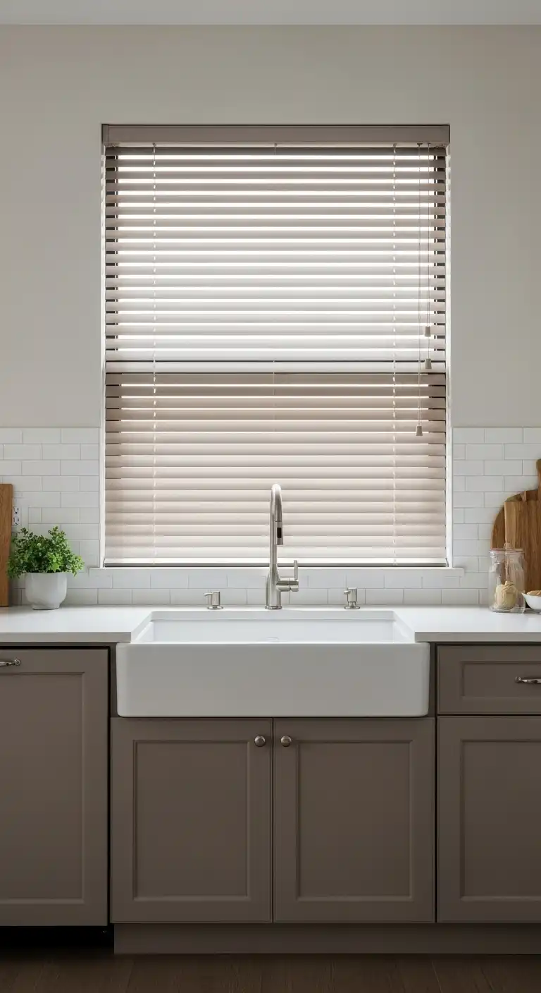 Kitchen Window Ideas Over the Sink: 17 Stylish Inspirations 14 13. Minimalist Blinds for Clean Lines