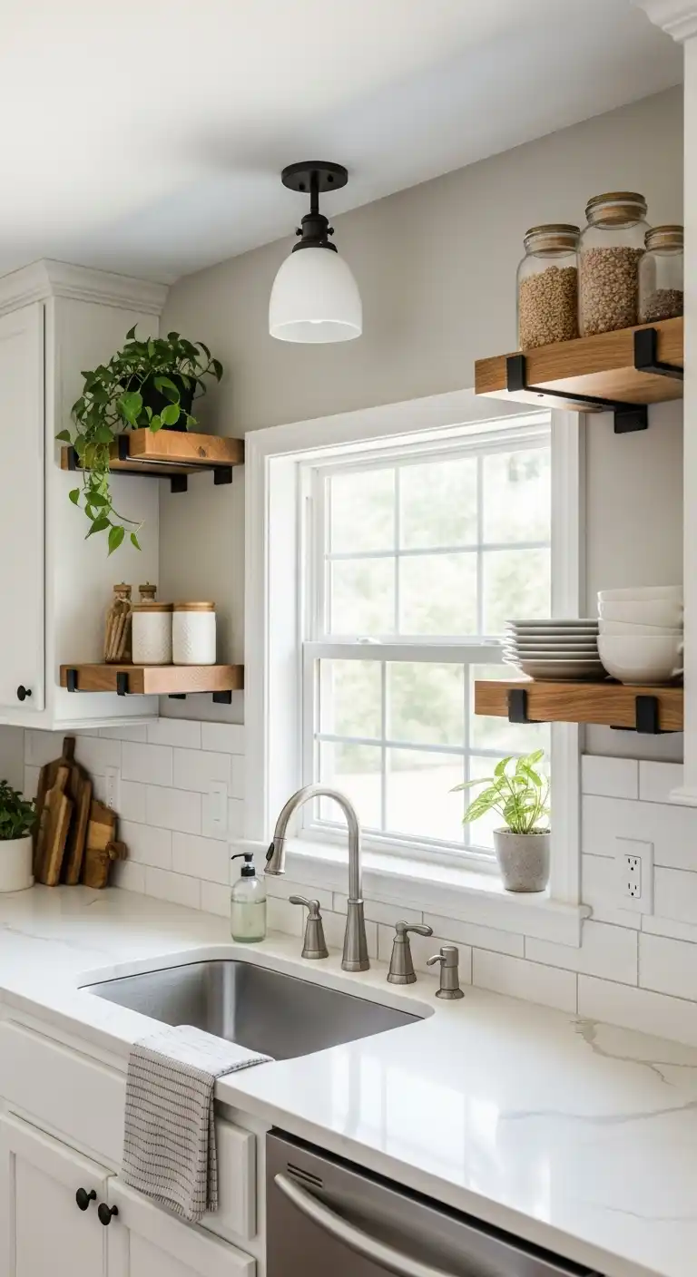 Kitchen Window Ideas Over the Sink: 17 Stylish Inspirations 4 3. Floating Shelves for Storage