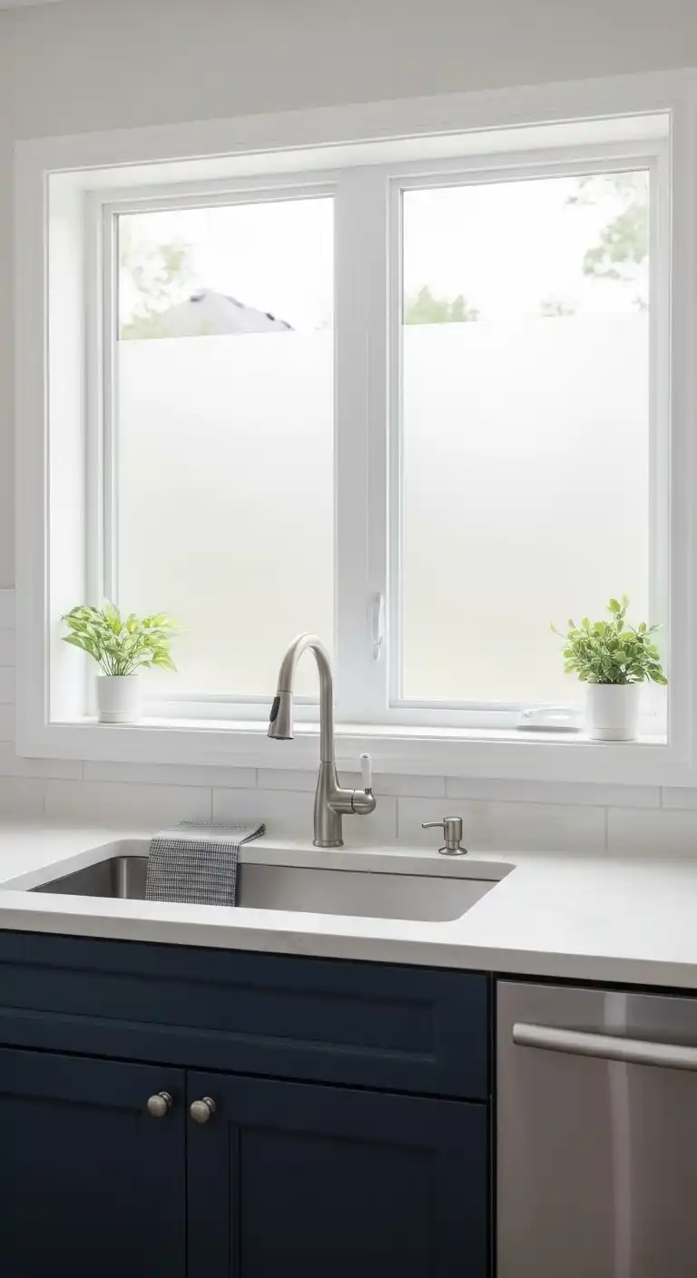 Kitchen Window Ideas Over the Sink: 17 Stylish Inspirations 6 5. Frosted Glass for Privacy