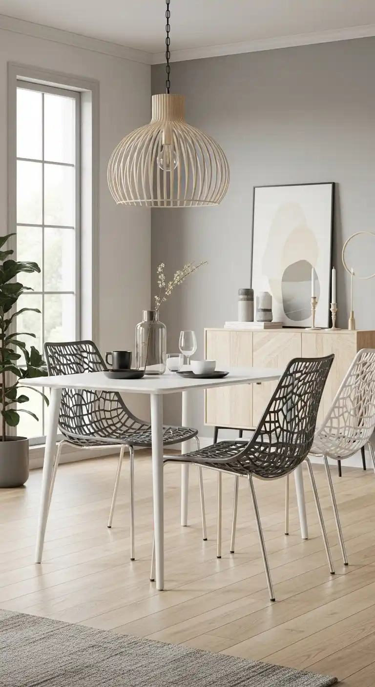 8 Try open‑back or transparent chairs to keep the visual space clear