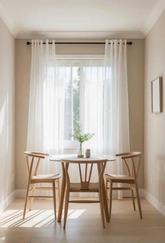 Use light, neutral colors on walls and furniture to visually expand the room