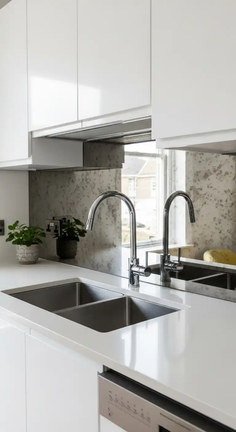 21 Kitchen Sink No Window Ideas for a Fresh, Modern Look 2 1) Install a mirrored backsplash to reflect light and open the space