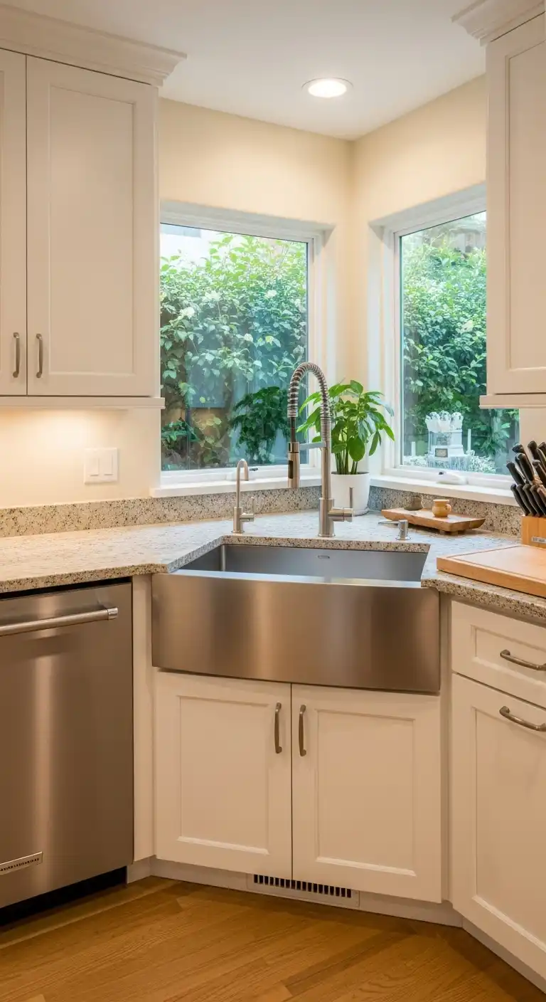 Corner Kitchen Sink Ideas You’ll Love: 21 Inspiring Designs 11 10. Corner Sink with Adjacent Dishwasher