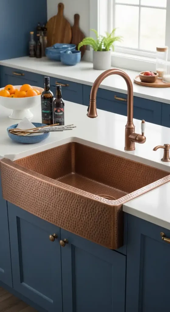 12) Copper basin with hammered texture