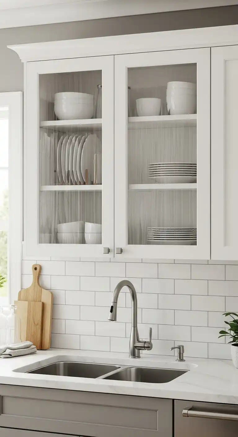 13) Use a glass-front cabinet to display dishes