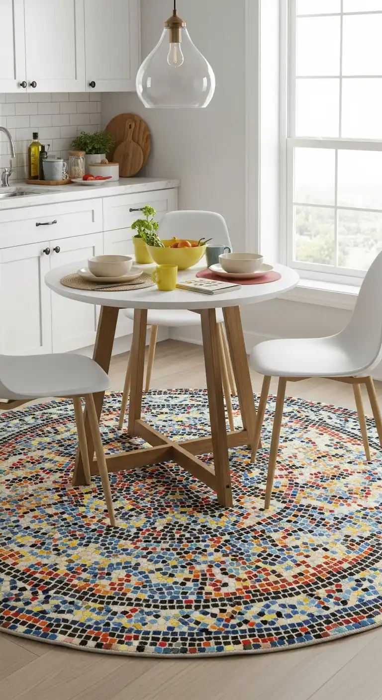 14. Colorful Mosaic Rug for Vibrant Pops