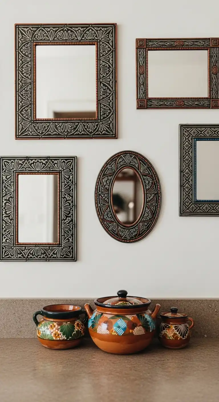 15) Decorative Mexican Tin Mirrors