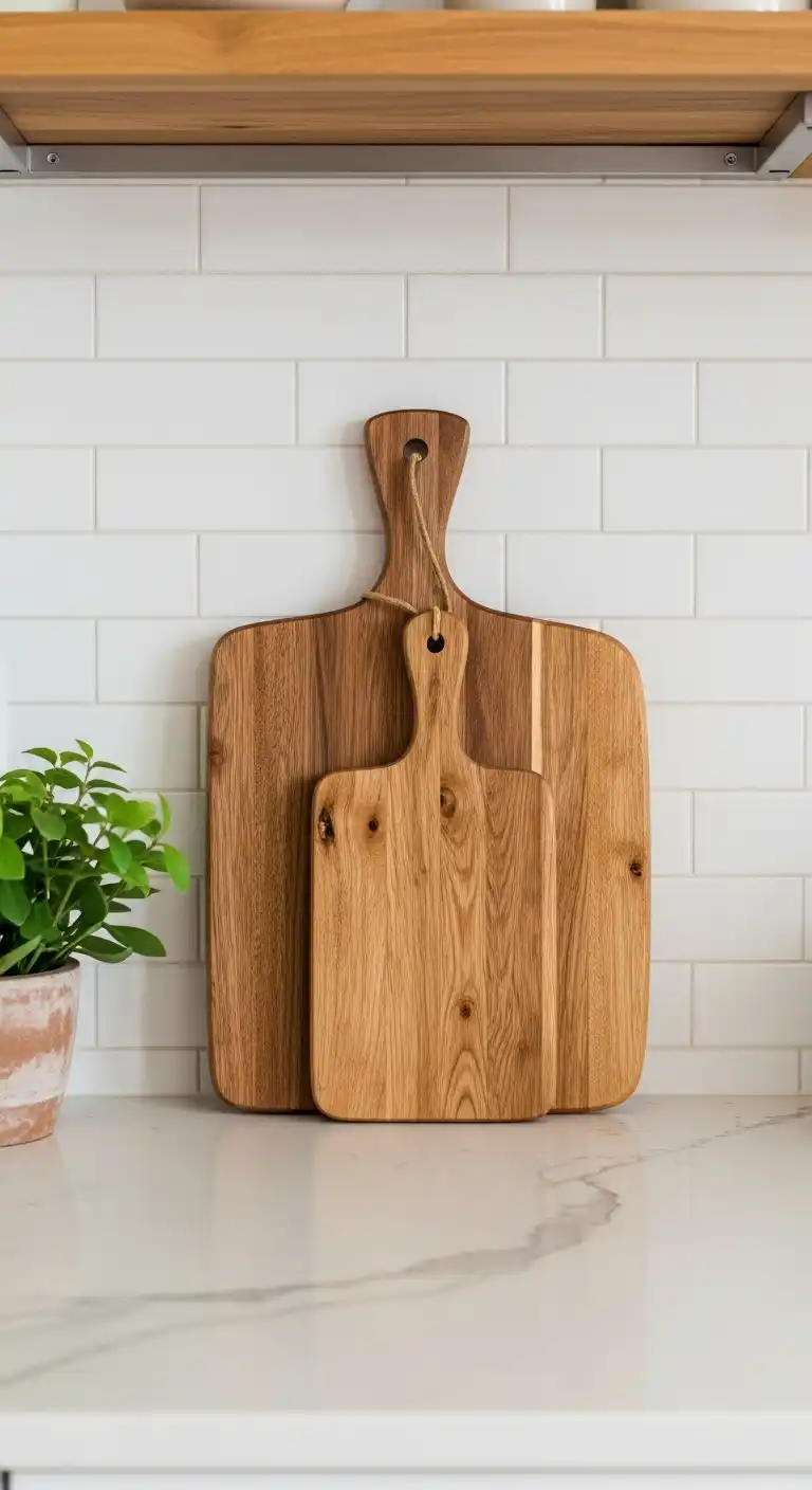 15) Feature a stylish cutting board as countertop art