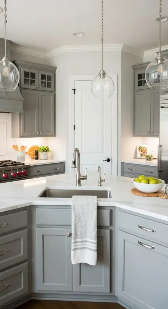 17 Kitchen Island Ideas With Sink for Modern and Functional Spaces 16 15) Island with corner-positioned sink optimizing workflow