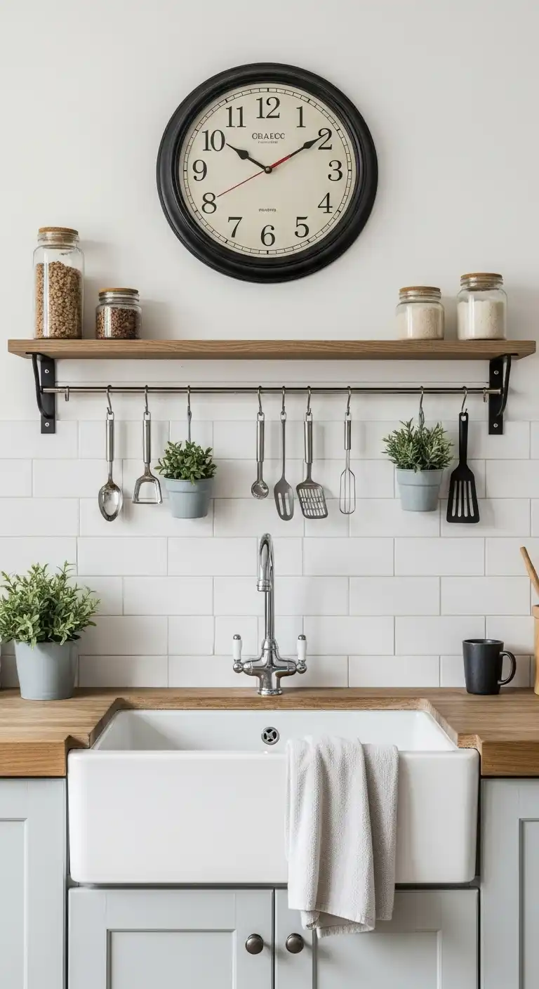 15) Place a stylish clock above the sink