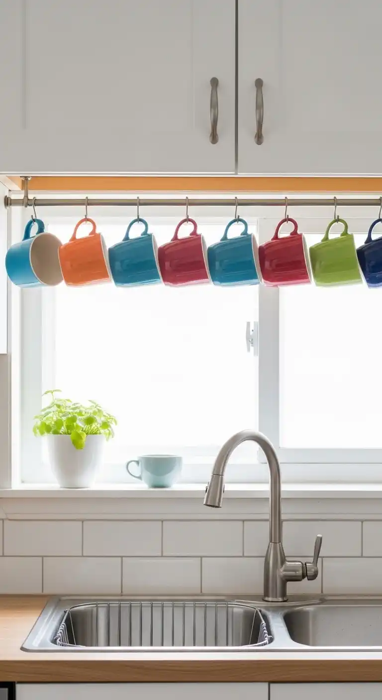 17) Hang a collection of colorful mugs