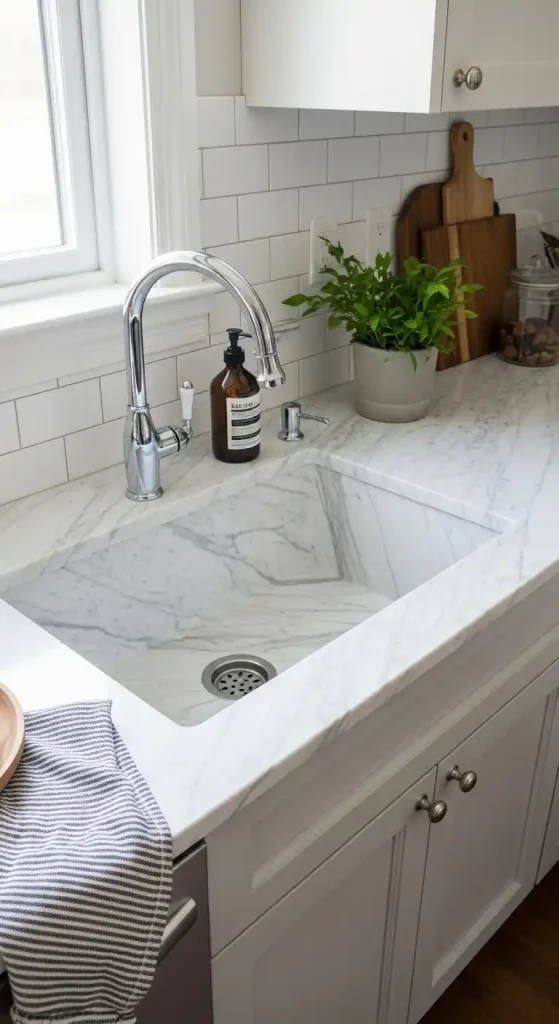 2) Integrated marble sink countertop
