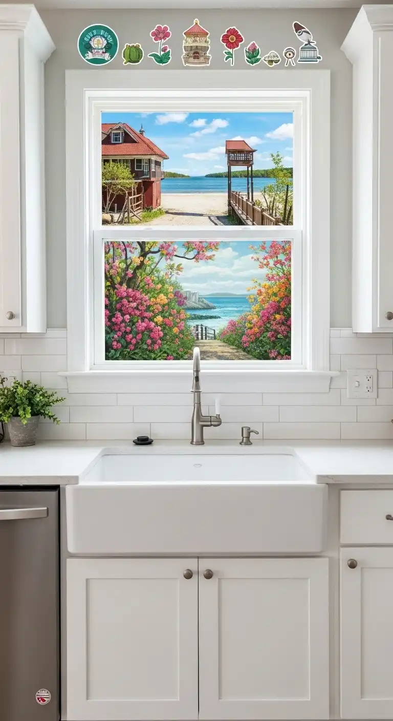 21 Kitchen Sink No Window Ideas for a Fresh, Modern Look 4 3) Add a decal sticker mural for visual interest