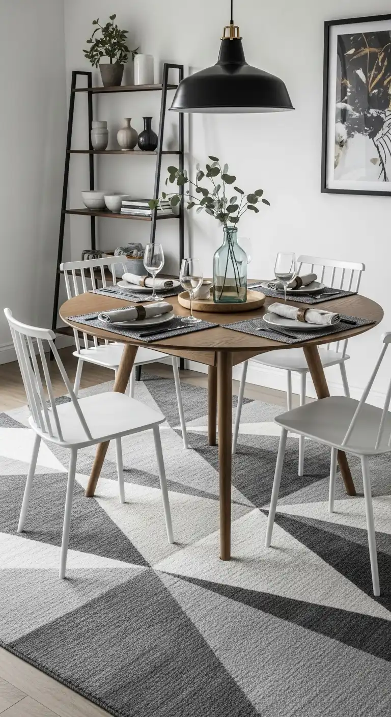 3. Geometric Wool Rug for Modern Edges