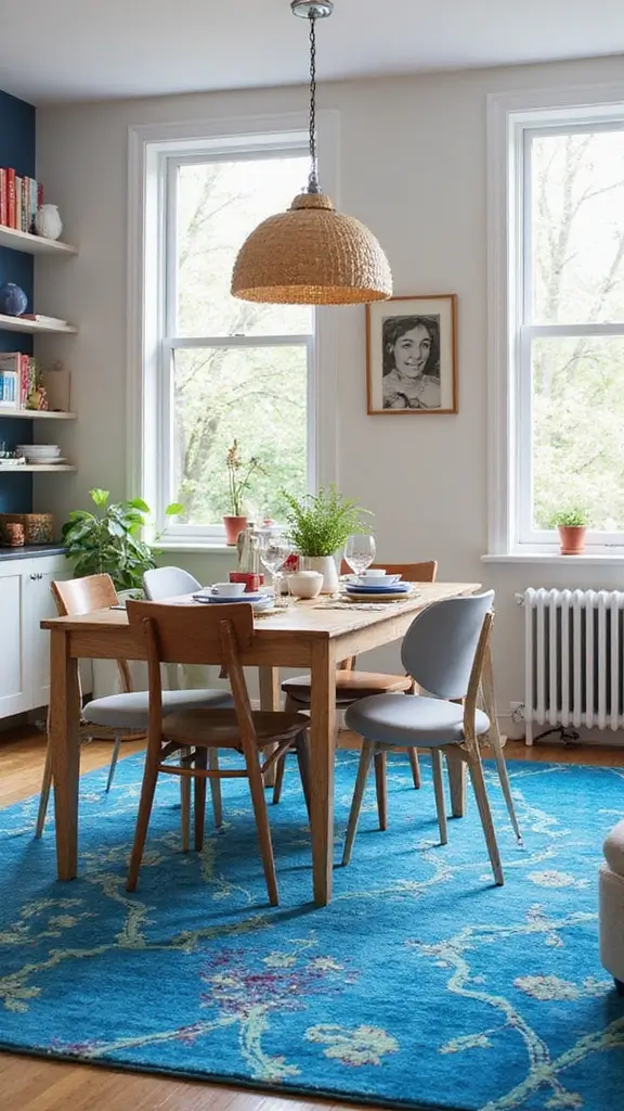 17 Elegant Blue Rugs for Your Dining Table That Redefine Modern Home Decor! - 14. Bold and Bright