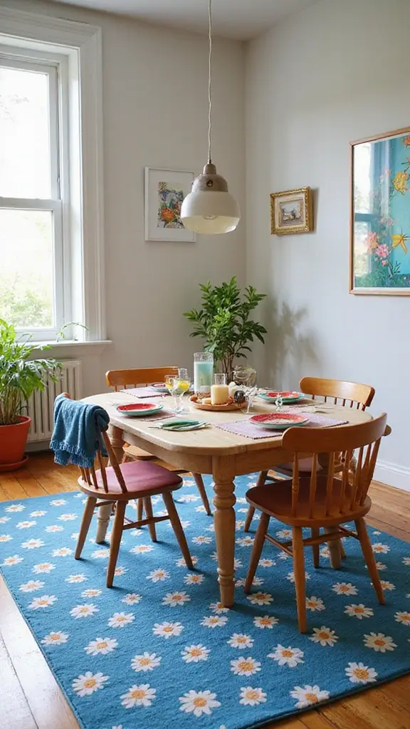 17 Elegant Blue Rugs for Your Dining Table That Redefine Modern Home Decor! - 8. Floral Designs