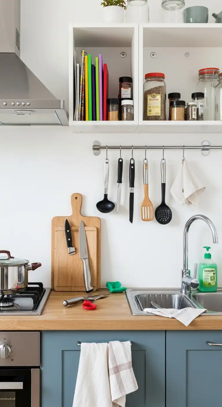 4) Create organized zones prep, cooking, and cleaning