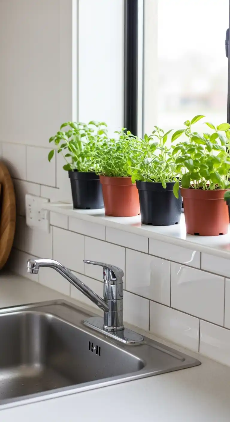 4) Incorporate a row of small potted plants