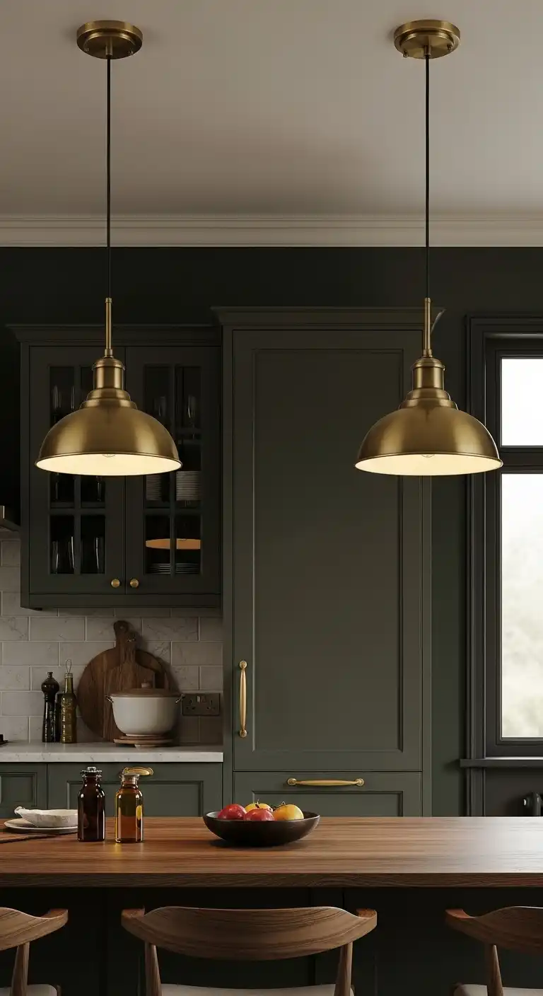 5) Antique brass pendant lighting