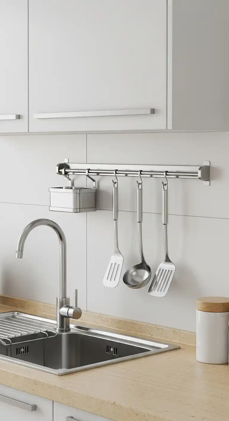 6) Mount a sleek utensil rack