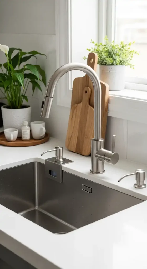 6) Soap dispenser built into the sink