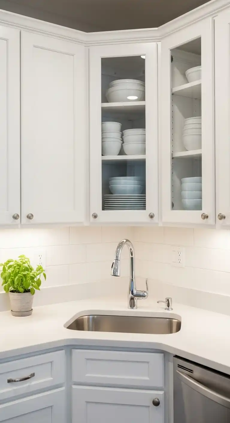 Corner Kitchen Sink Ideas You’ll Love: 21 Inspiring Designs 7 6. Corner Sink with Upper Cabinets