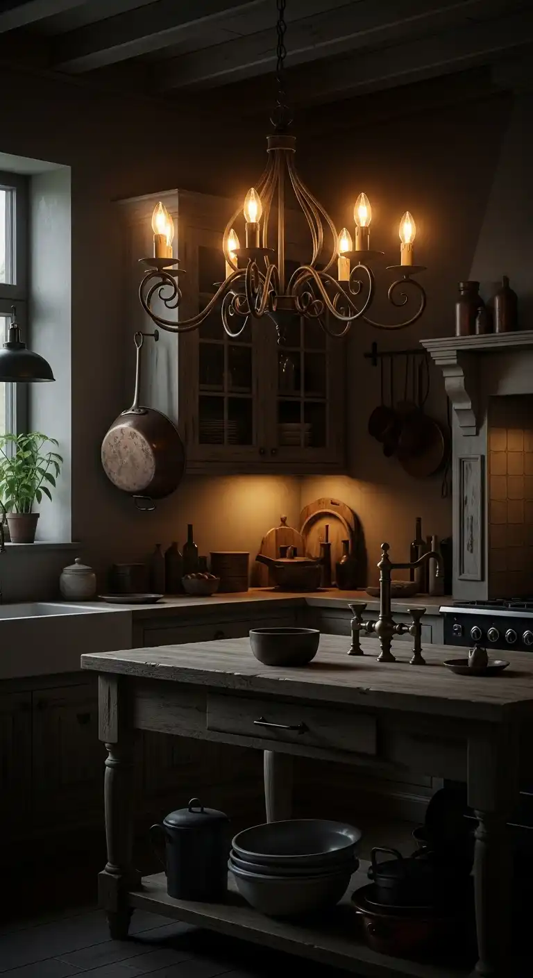 7) Classic chandelier with warm lighting