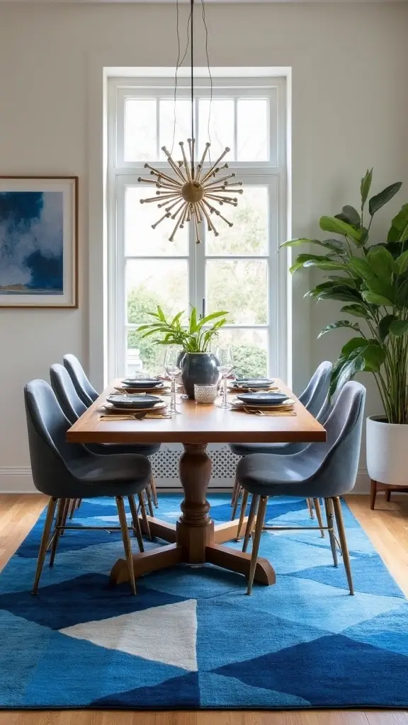 17 Elegant Blue Rugs for Your Dining Table That Redefine Modern Home Decor! - 3. Geometric Patterns