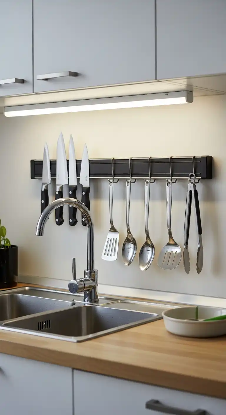 21 Kitchen Sink No Window Ideas for a Fresh, Modern Look 10 9) Install a magnetic strip for knives and utensils above the sink