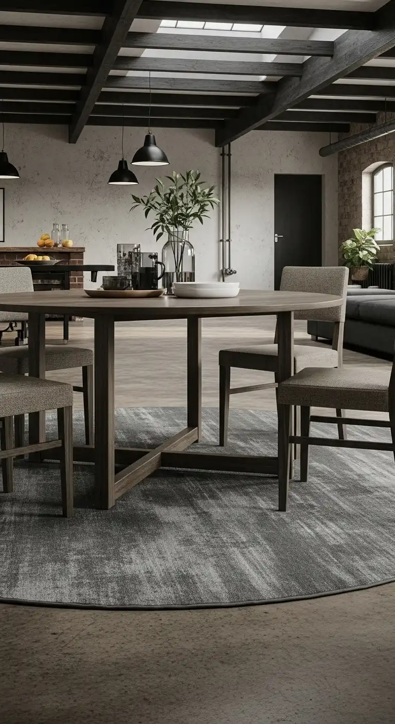 9. Industrial Metal-Tone Rug for Urban Lofts