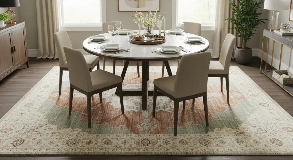 What Color Rug Goes With a Round Dining Table 1