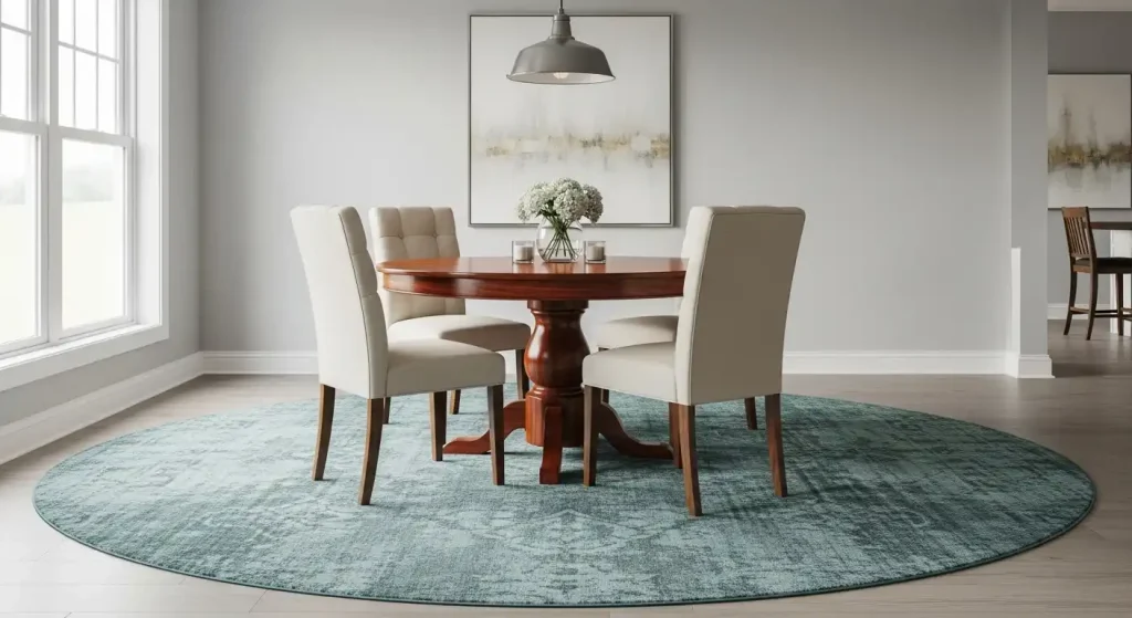 What Color Rug Goes With a Round Dining Table 2