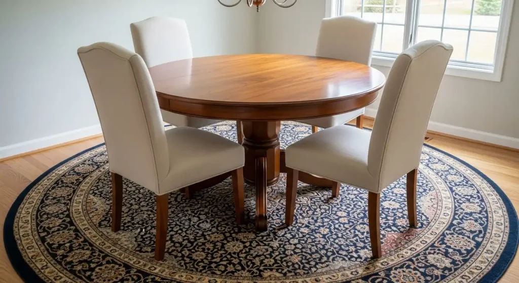 What Color Rug Goes With a Round Dining Table 3
