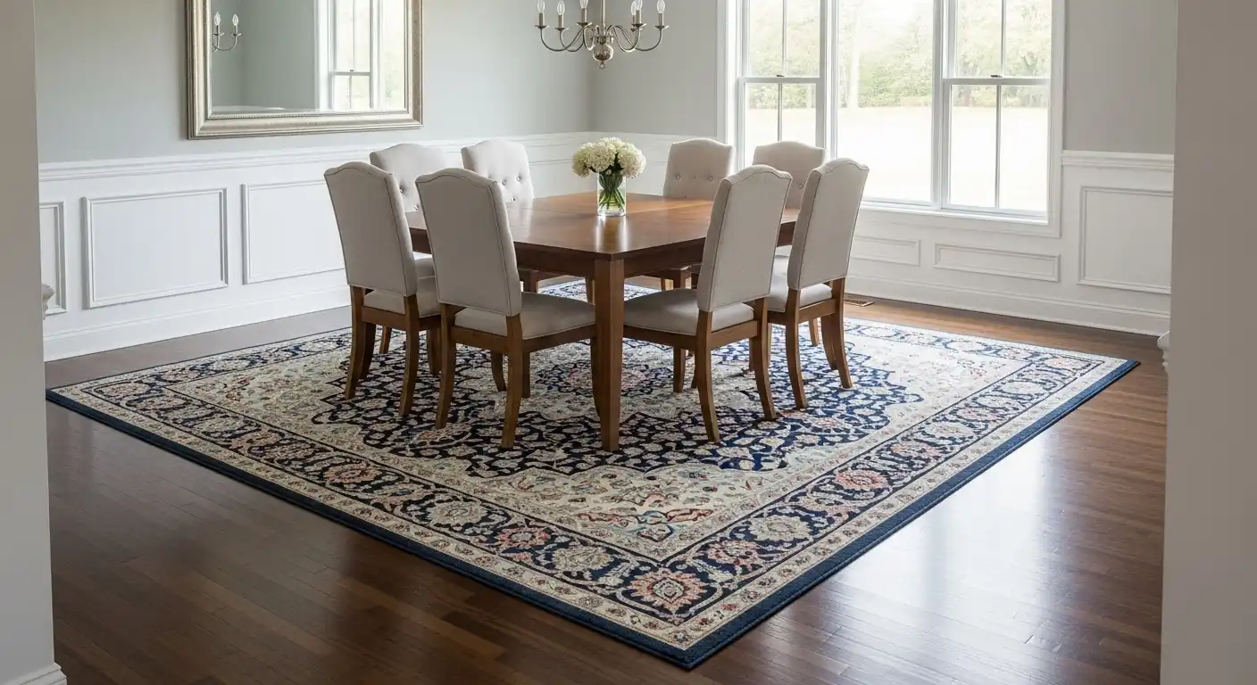 Square Table With Rug What Rugs Do You Need For A Square Dining Room? Complete Guide