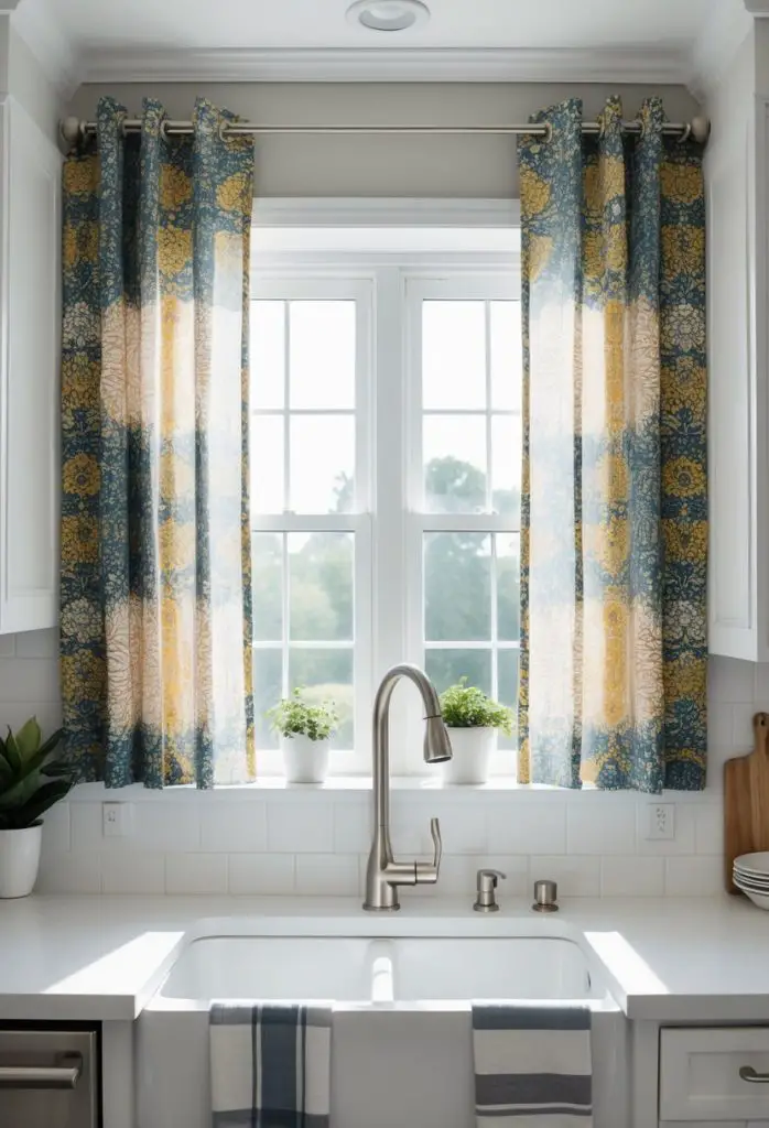 5) Patterned curtains to add personality