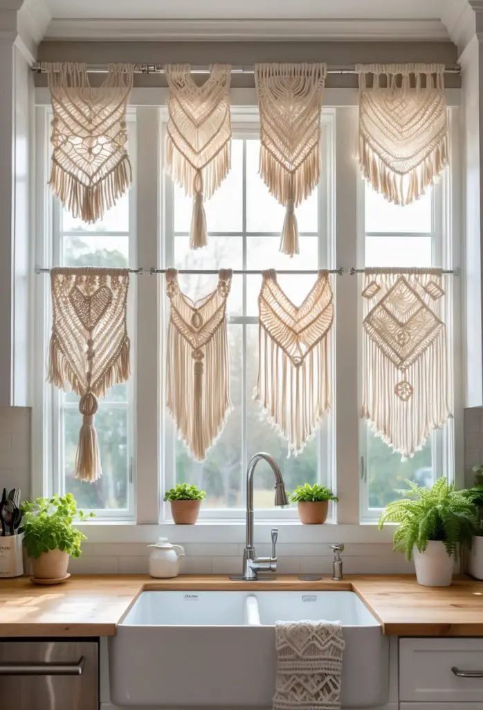 7) Boho-inspired macramé valances