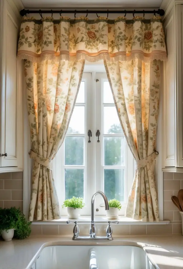 10) Floral-patterned curtains for a traditional touch