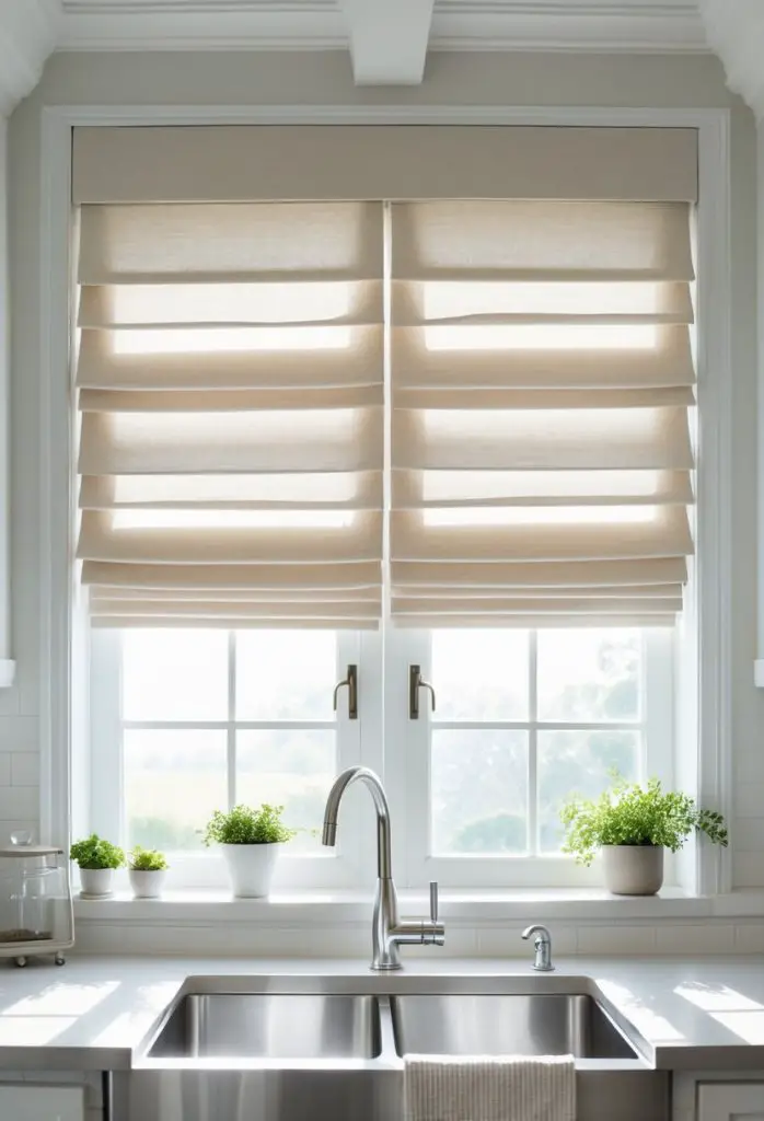 13) Roman shades with soft folds