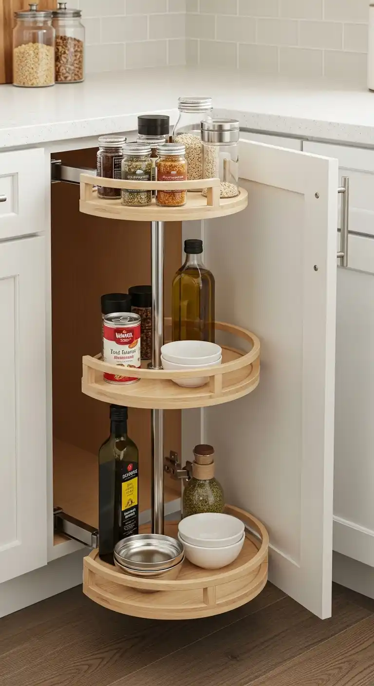 1) Lazy Susan corner cabinet