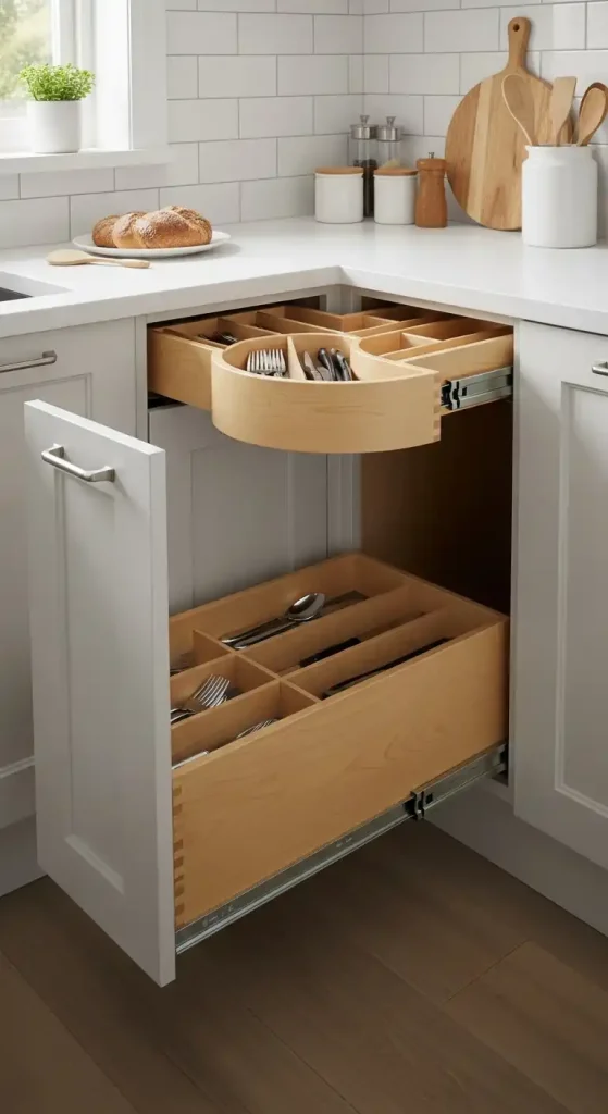 4) Pull-out corner drawers