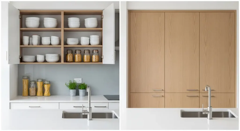 Open vs Closed Kitchen Cabinets 2