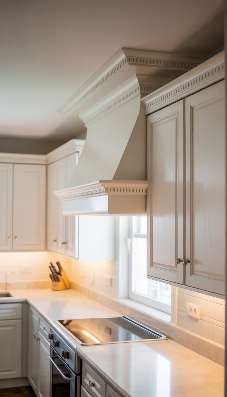 Kitchen Remodel Ideas on a Budget: 15 Affordable Designs 13 A bright kitchen with white cabinets featuring decorative crown molding along the top.