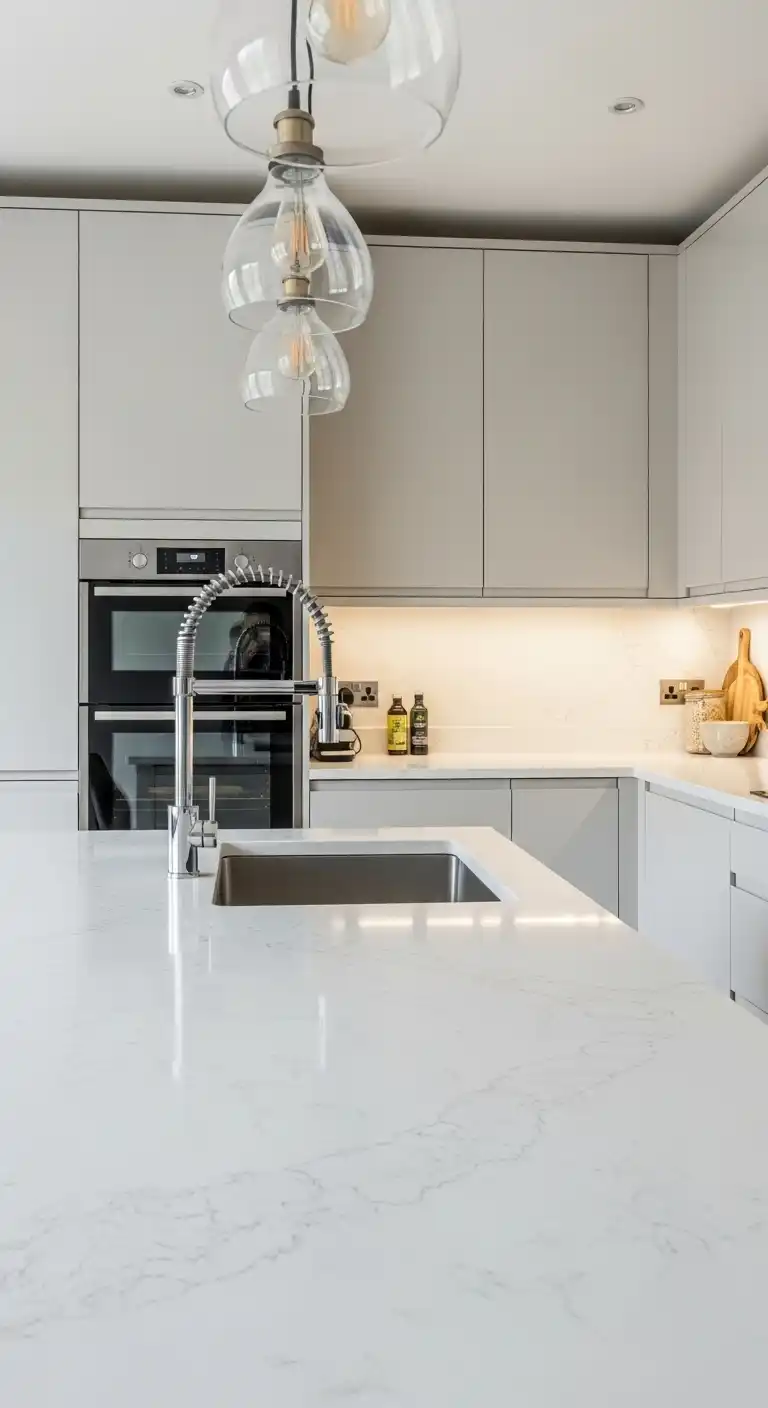 15 U-Shaped Kitchen Ideas for Maximum Counter Space 2 1) Install a continuous quartz countertop for a seamless, durable workspace