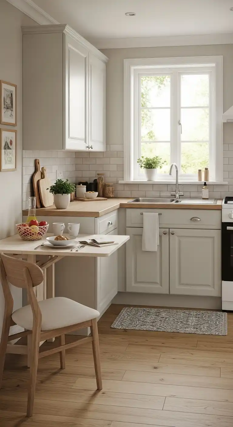 L Shaped Kitchen Designs: 13 Creative Ways to Maximize Space 13 12) Incorporate multi-purpose furniture, like fold-down tables