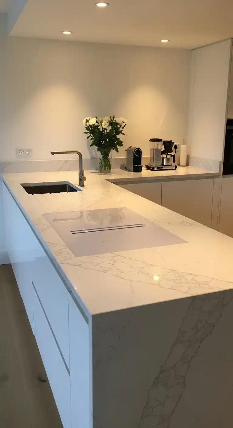 15 Use a continuous countertop material for easy cleaning