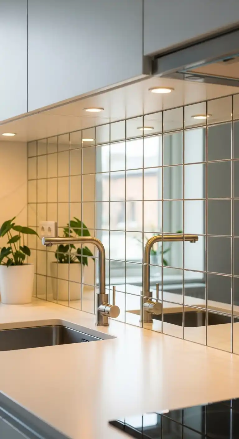 25 Small Kitchen Layout Ideas That Actually Work 22 22) Apply backsplash tiles with reflective finishes