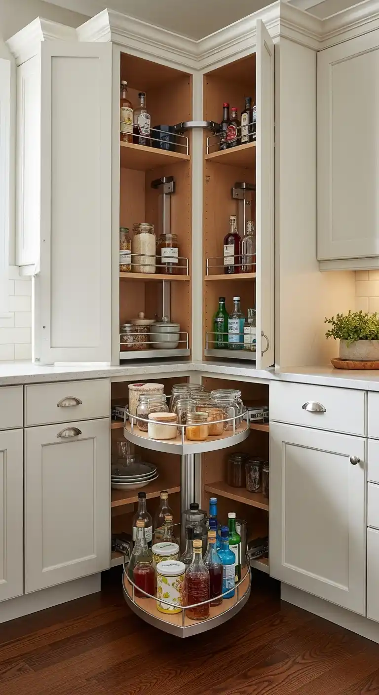 15 U-Shaped Kitchen Ideas for Maximum Counter Space 8 7) Use corner carousel cabinets to utilize every inch of corner space effectively