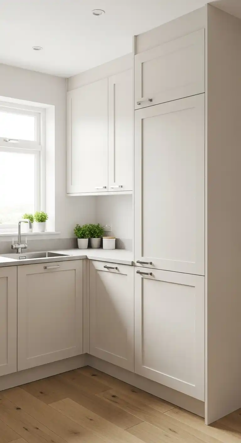 L Shaped Kitchen Designs: 13 Creative Ways to Maximize Space 8 7) Utilize vertical wall space with tall cabinets