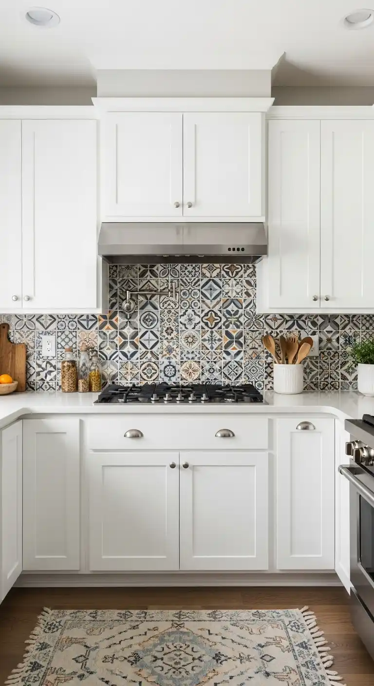 L Shaped Kitchen Designs: 13 Creative Ways to Maximize Space 9 8) Add a backsplash with bold patterns for style