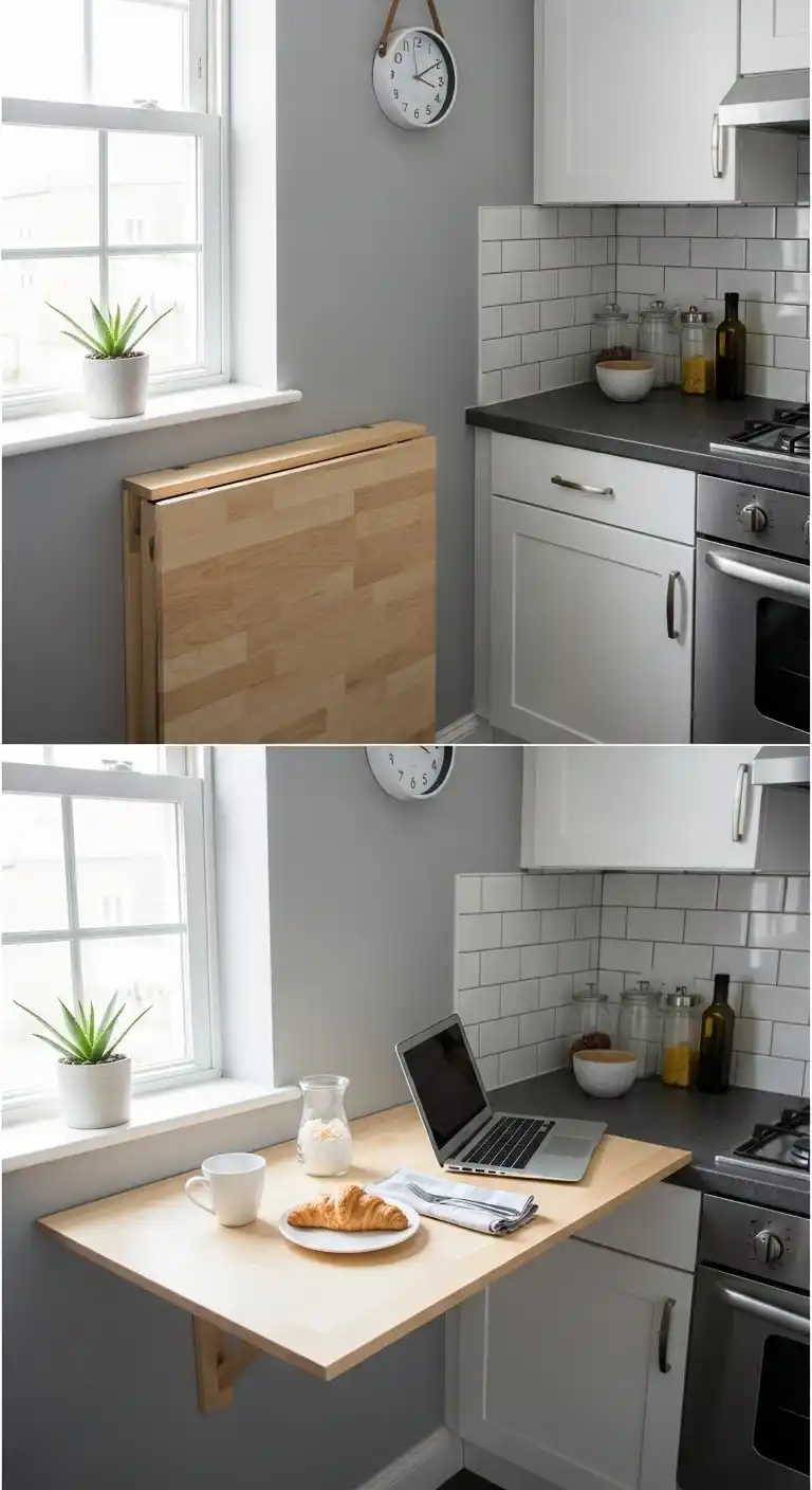 13) Fold-down breakfast bars for small spaces